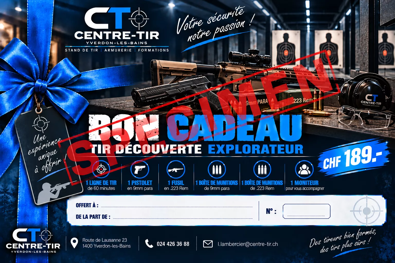 BON CADEAU Explorateur pour une personne, Pistolet et fusil, CHF 189.-