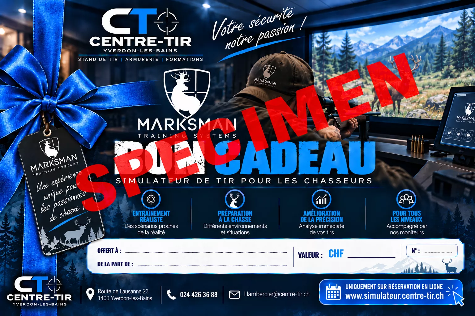 BON CADEAU MARKSMANN (simulateur chasse) 1 heure, CHF 120.-